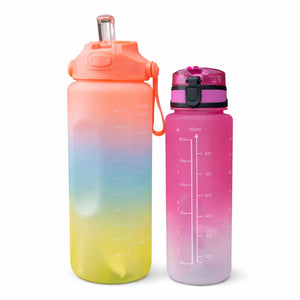 Set de Botellas Deportivas Degradado 2000 mL y 900 mL Multicolor | Disparo.cl