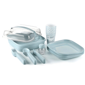 Set de Picnic Reutilizable 32 Piezas Con Vajilla Libre de BPA