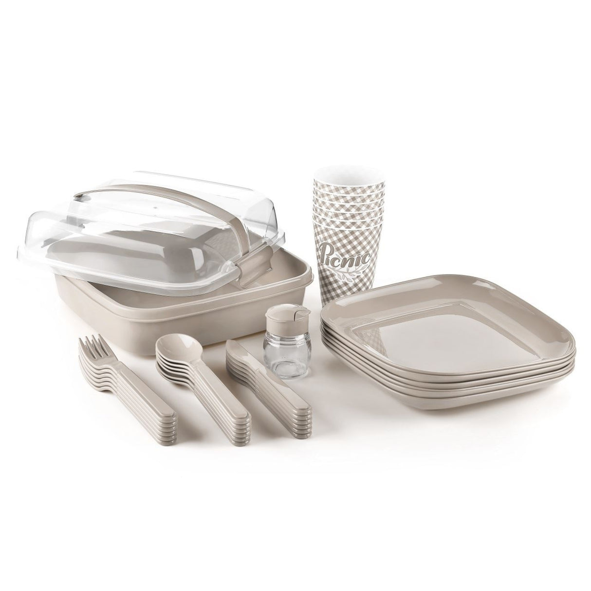 Set de Picnic Reutilizable 32 Piezas Con Vajilla Libre de BPA