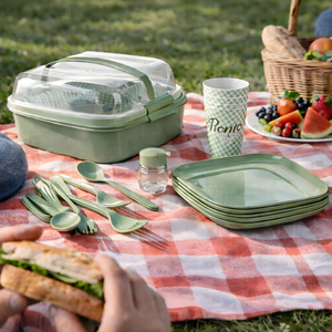 Set de Picnic Reutilizable 32 Piezas Con Vajilla Libre de BPA