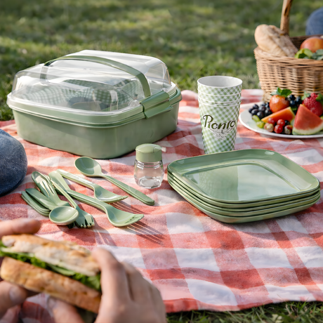 Set de Picnic Reutilizable 32 Piezas Con Vajilla Libre de BPA
