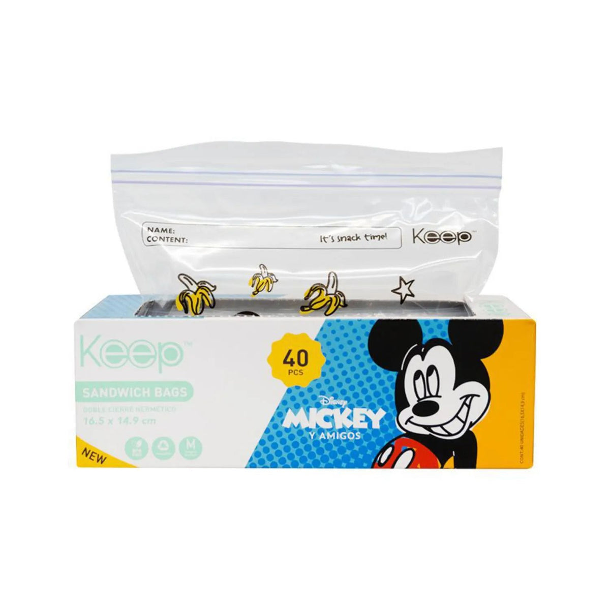 Pack 40 Bolsas Sandwich Hermeticas Cierre Doble Mickey