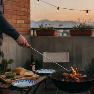 Atizador Parrilla BBQ Acero Mango Madera Colgable Wayu