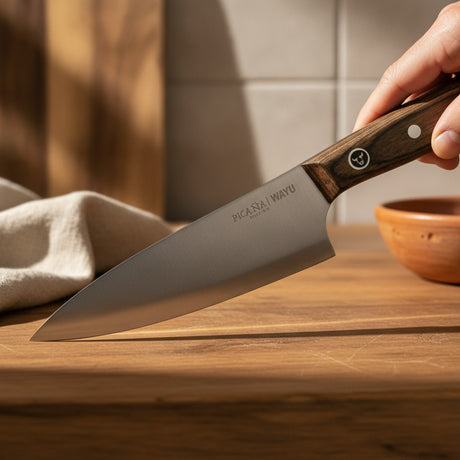 Cuchillo Chef Picaña Wayu 8 Pulgadas Madera Pakka