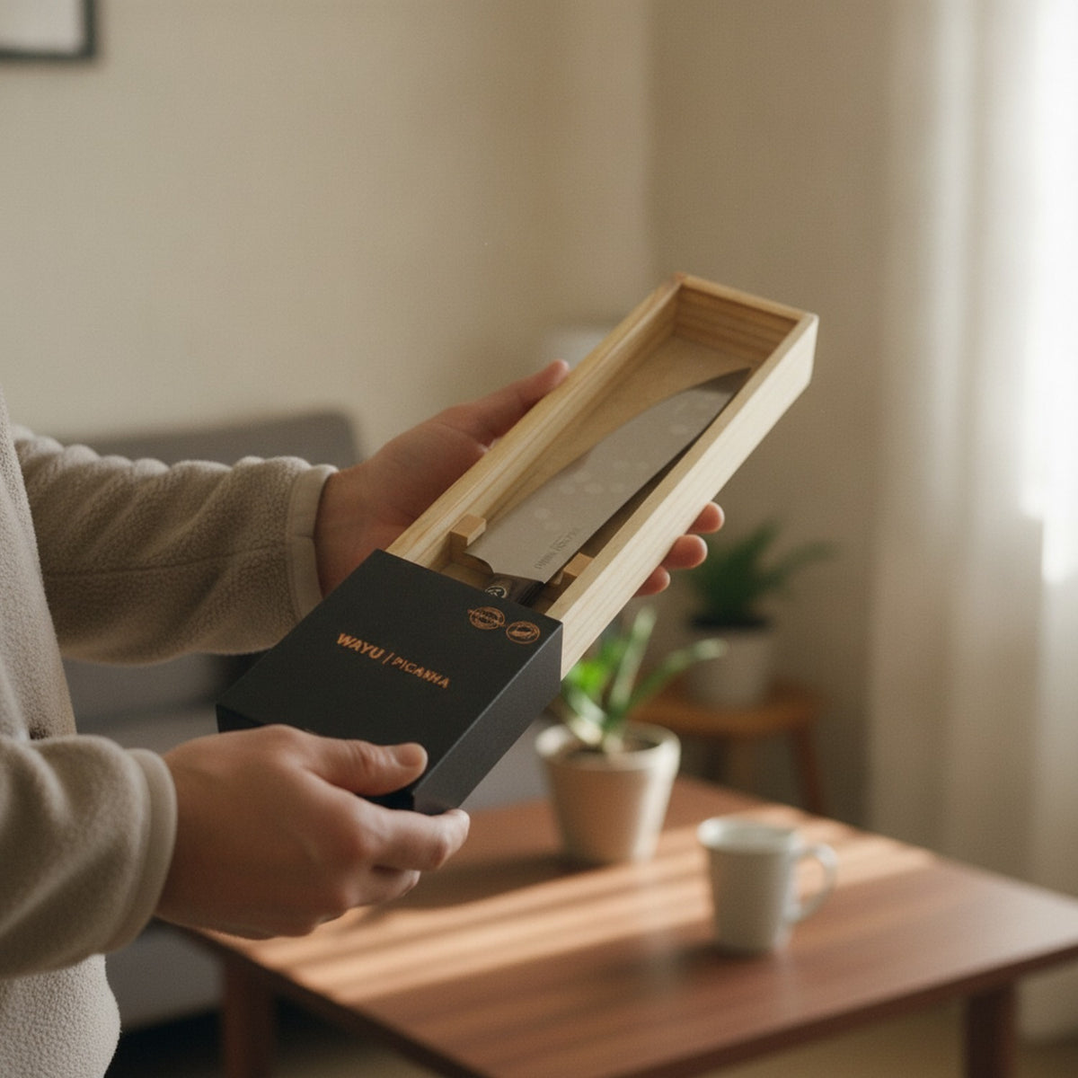 Cuchillo Chef Picaña Wayu 8 Pulgadas Madera Pakka