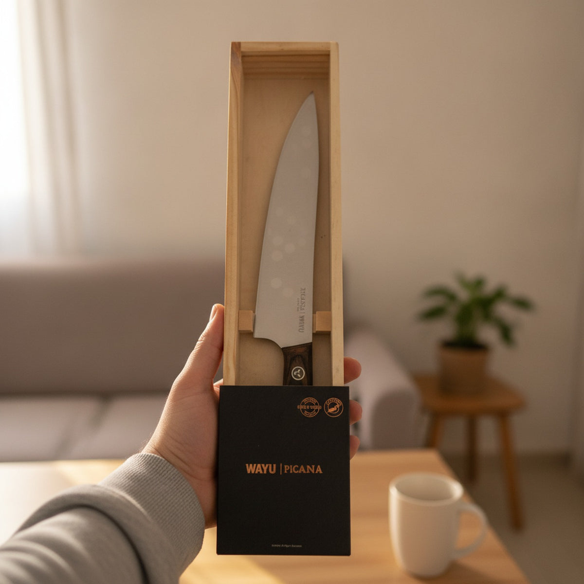 Cuchillo Chef Picaña Wayu 8 Pulgadas Madera Pakka