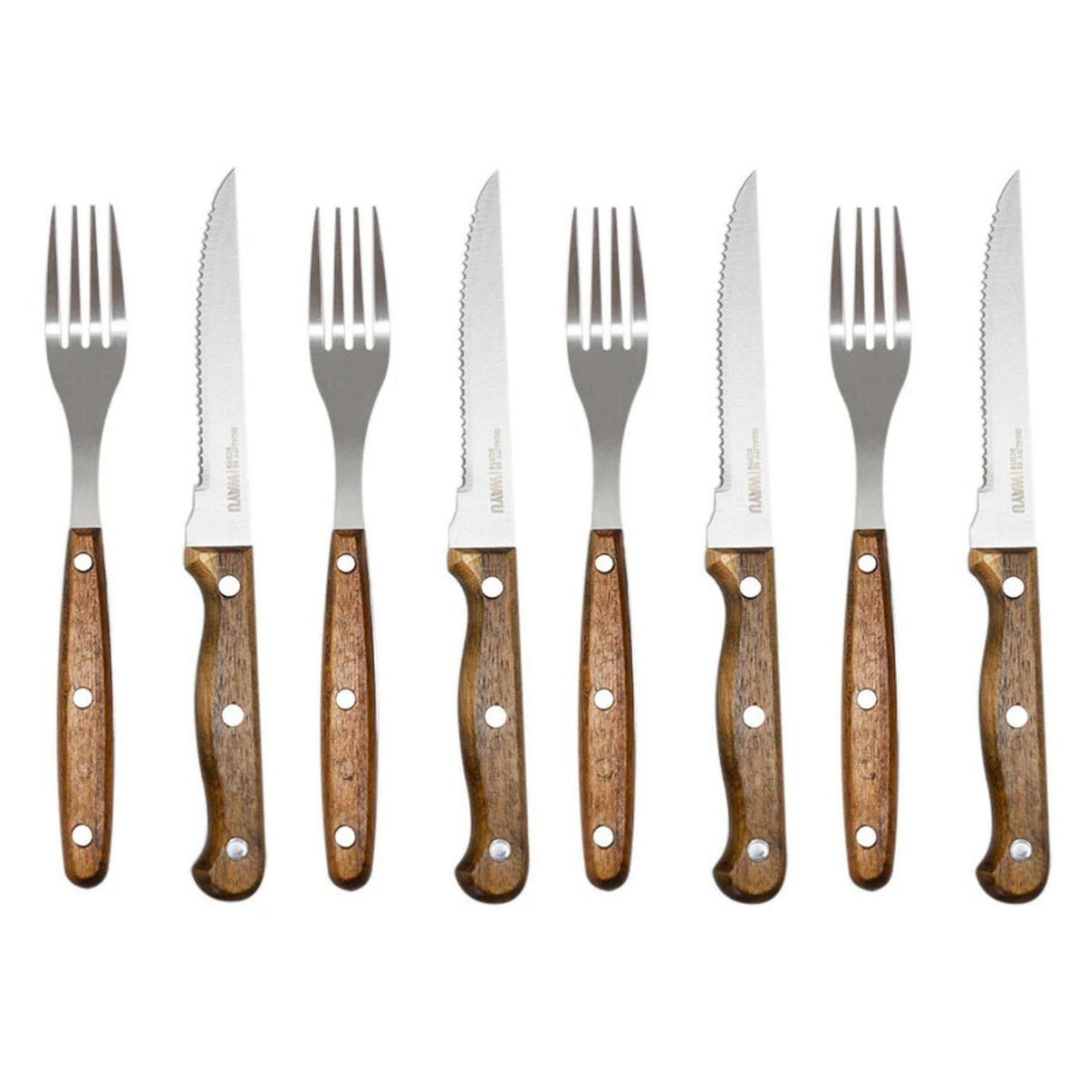 Set Parrillero Wayu Tabla Cuchillo Tenedor Delantal Marrón