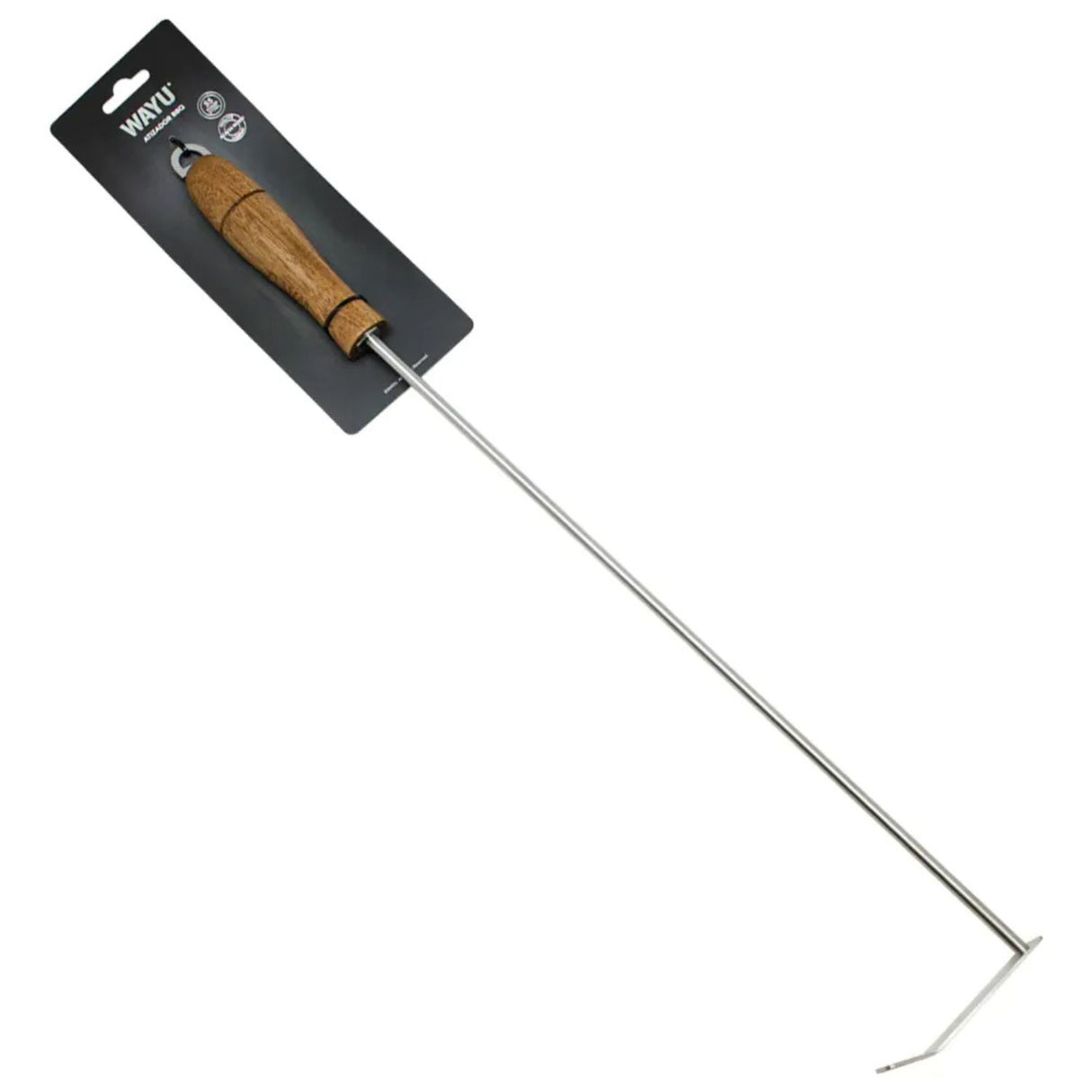 Atizador Parrilla BBQ Acero Mango Madera Colgable Wayu
