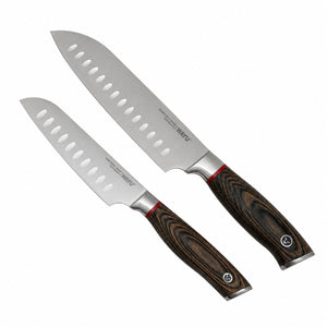 Set 2 Cuchillos Santoku Ring Red Wayu Cocina Precisión