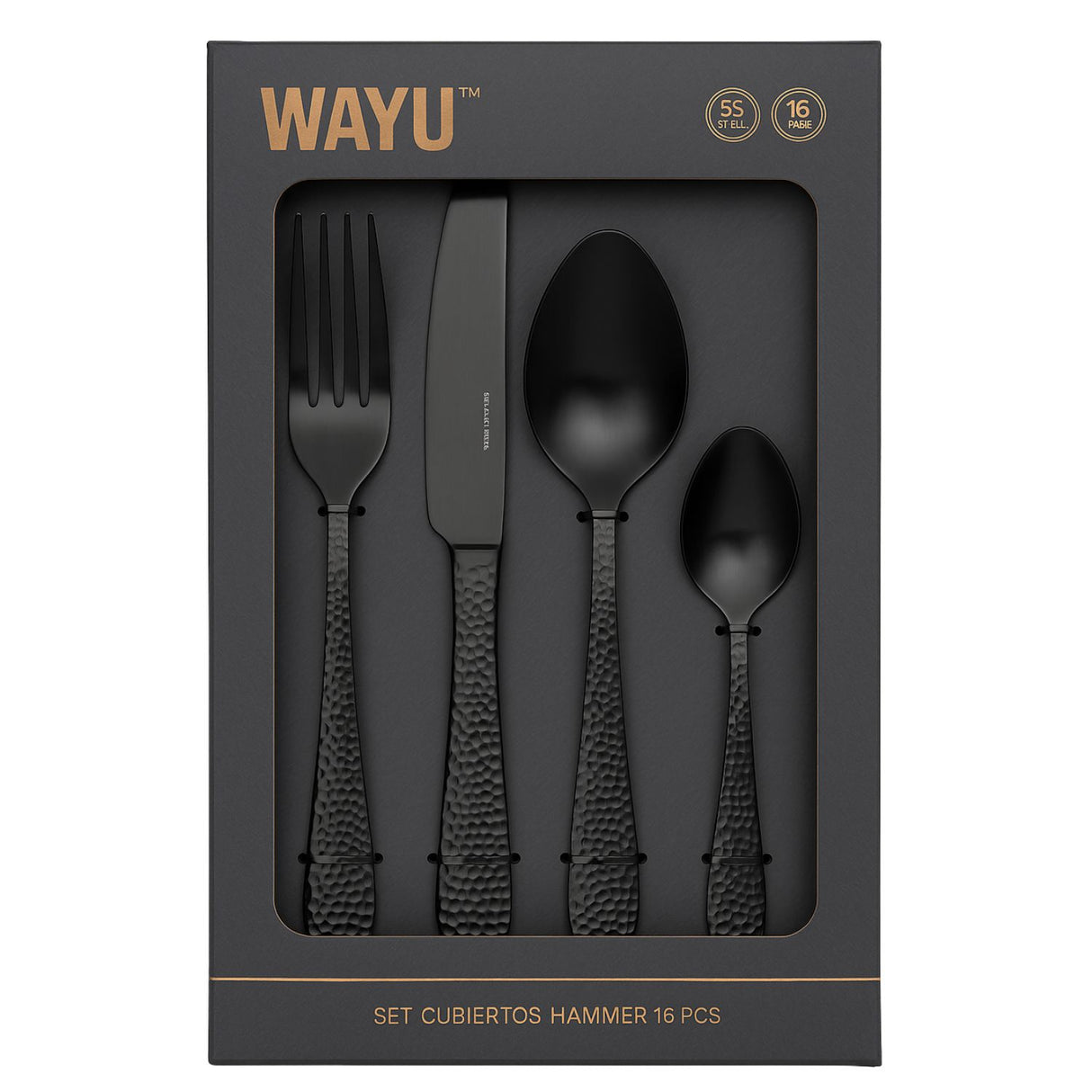 Set De Cubiertos 16 Piezas Hammer Wayu Elegante Comida