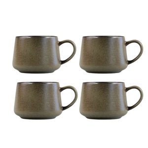 Set 4 Mug Cerámica 350mL Gres Wayu Taza Café Diseño Rústico
