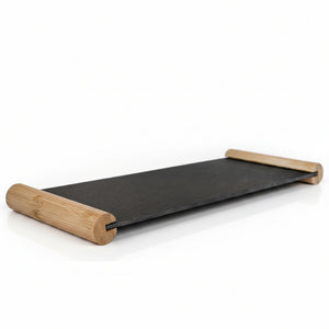 Tabla de Piedra 40 Cm Mango Bamboo Wayu fondo blanco