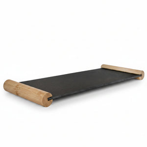 Tabla de Piedra 48 Cm para Picar Wayu de lado en fondo blanco