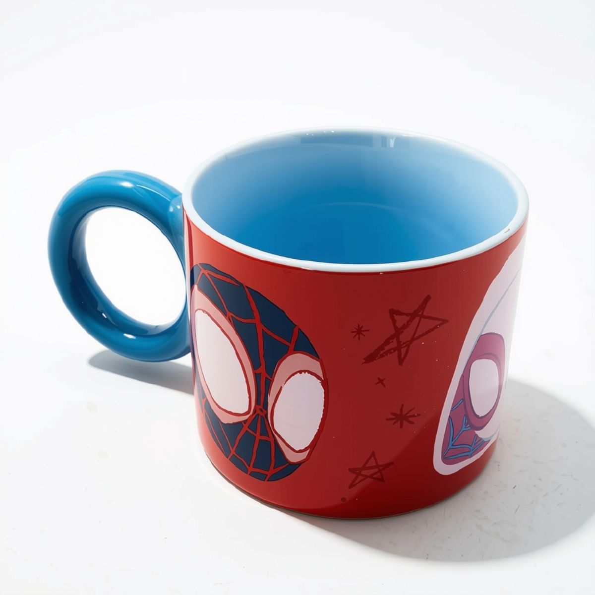 Tazon Spidey Team Up Ceramica 400ml Taza Infantil Marvel de lado