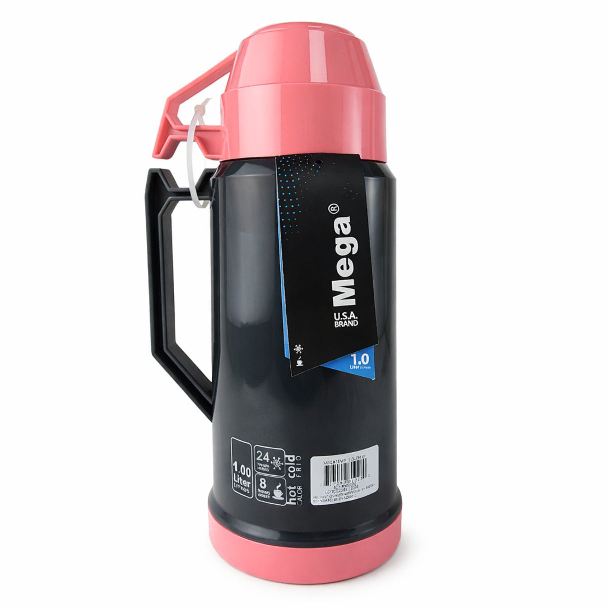 Termo Mega 1L New Megatemp Bebidas Calientes Frias con Tazas Rosa | Disparo.cl