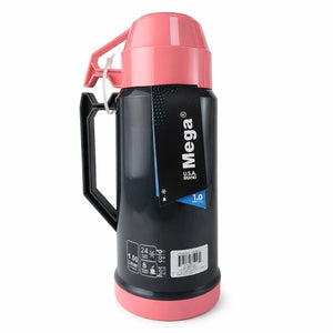 Termo Mega 1L New Megatemp Bebidas Calientes Frias con Tazas Rosa | Disparo.cl