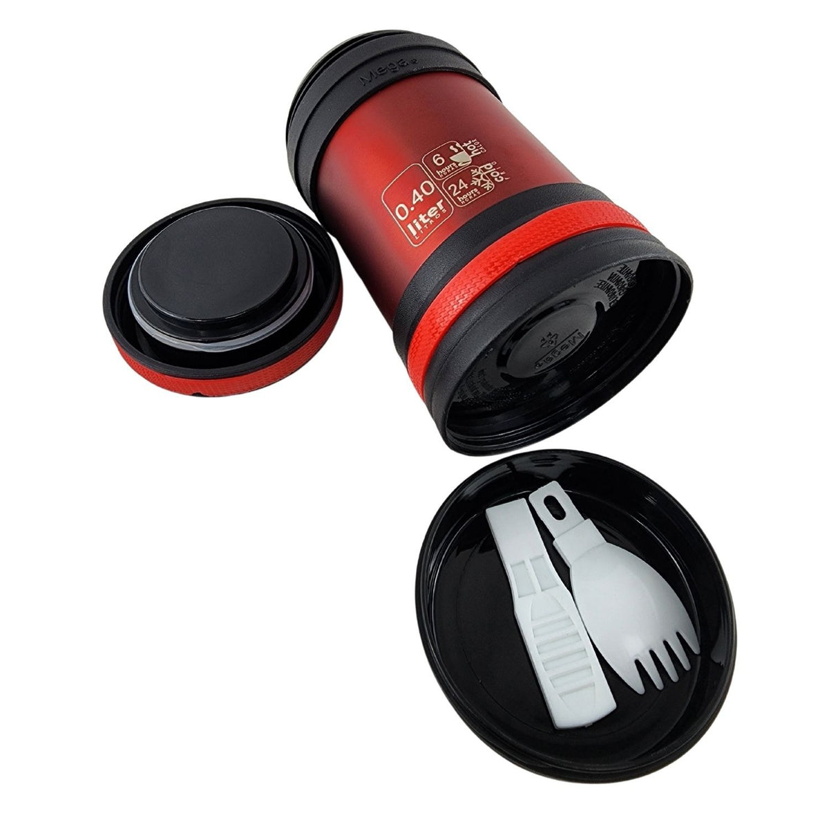 Termo de Comida 400 mL Acero Inoxidable Maxx Mega rojo acostado