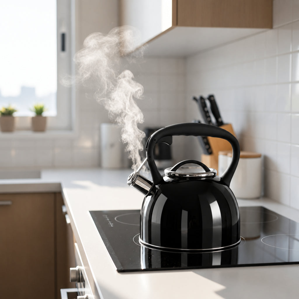 Tetera Acero Inoxidable Wens 3L Silbato Induccion negra | Disparo.cl