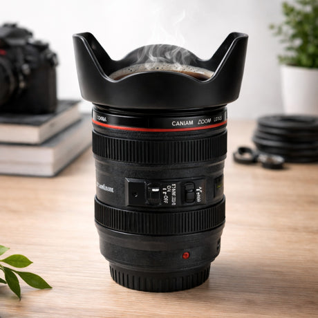 Vaso Mug Lente de Camara Plastico Original con Tapa | Disparo.cl