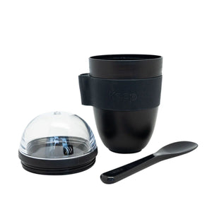 Vaso para Yogurt y Cereal Keep 330ml con Cuchara 3 partes negro