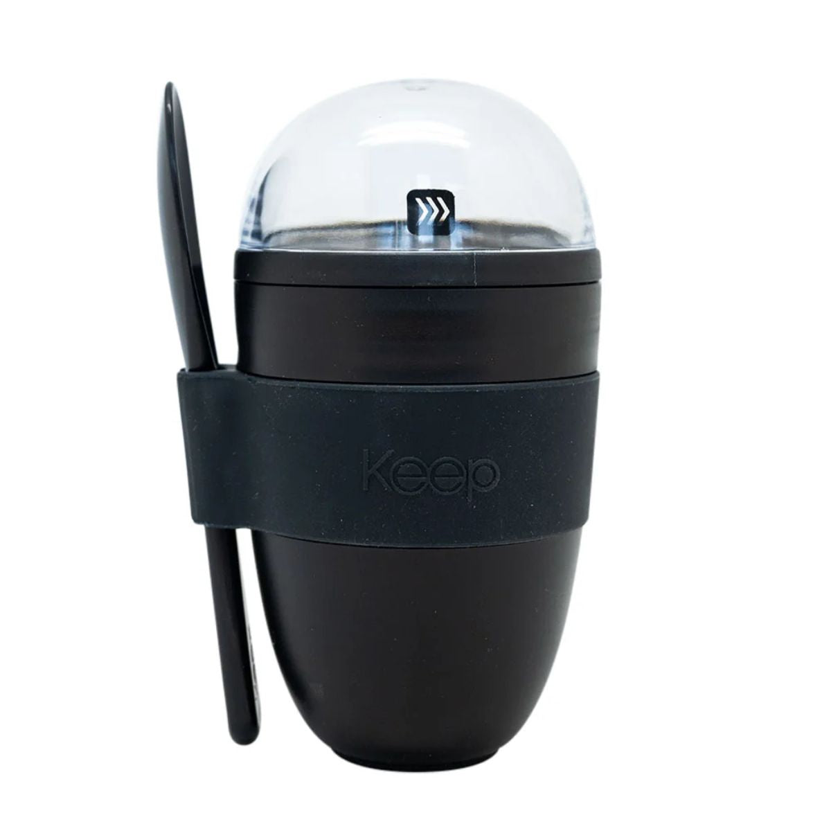 Vaso para Yogurt y Cereal Keep 330ml con Cuchara negro