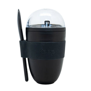 Vaso para Yogurt y Cereal Keep 330ml con Cuchara negro
