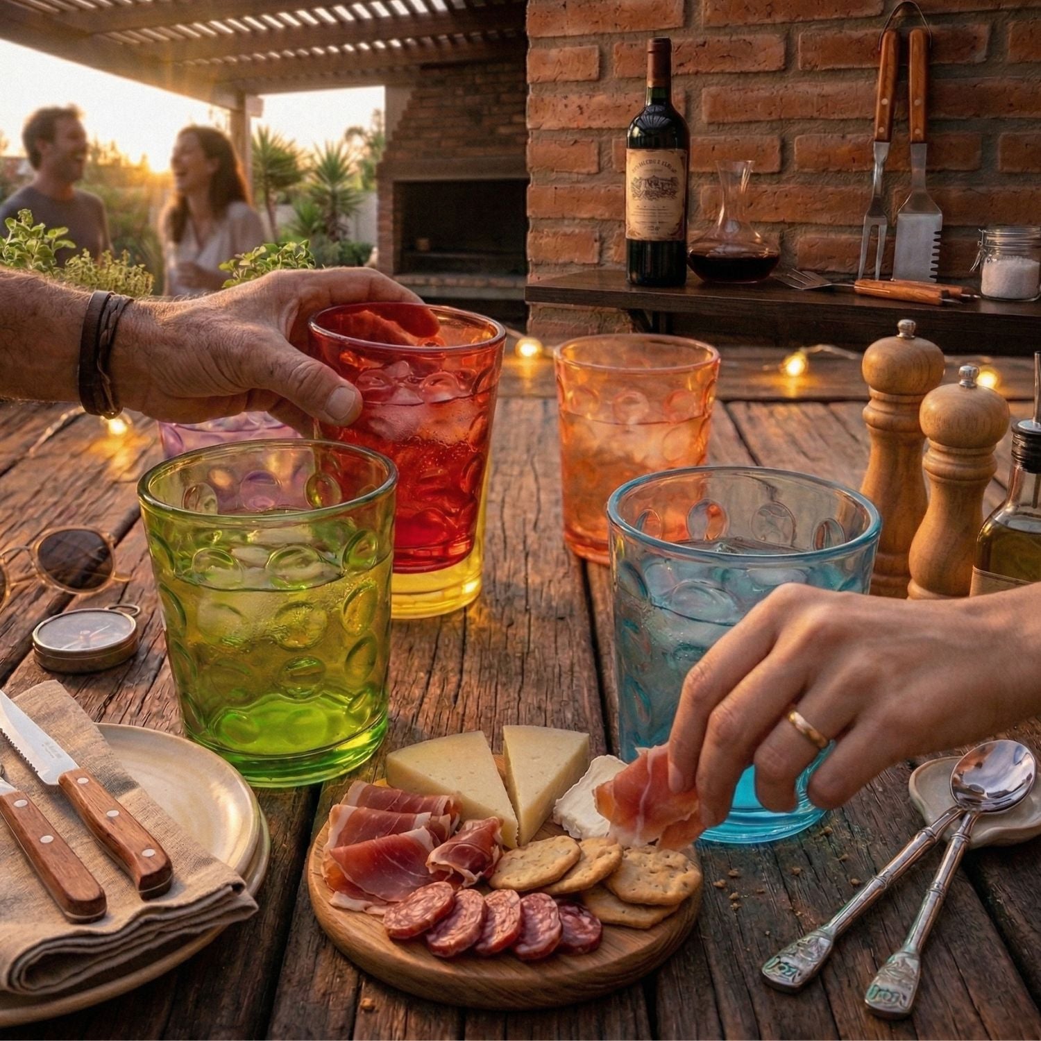 Set 6 Vasos Bajos Mixed 325 mL Vidrio Full Color Allegra | Disparo.cl