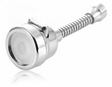 Cabezal adaptador grifo universal plateado vista frontal fondo blanco