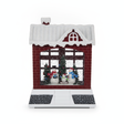 Adorno navideño casa mono nieve musical luz USB vista frontal fondo blanco
