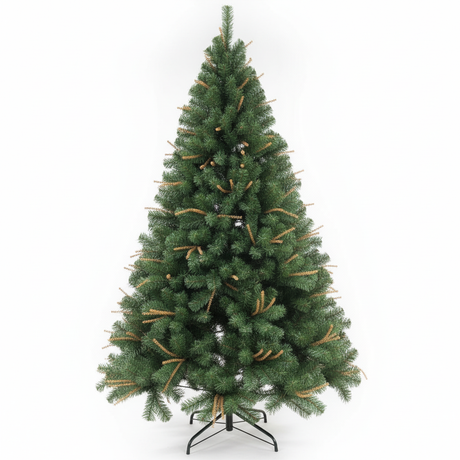 Árbol de Navidad artificial frondoso 150cm base metálica vista frontal blanco