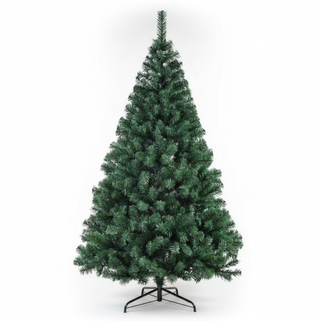 Árbol navidad artificial frondoso 150cm base metálica ángulo 45 grados estudio