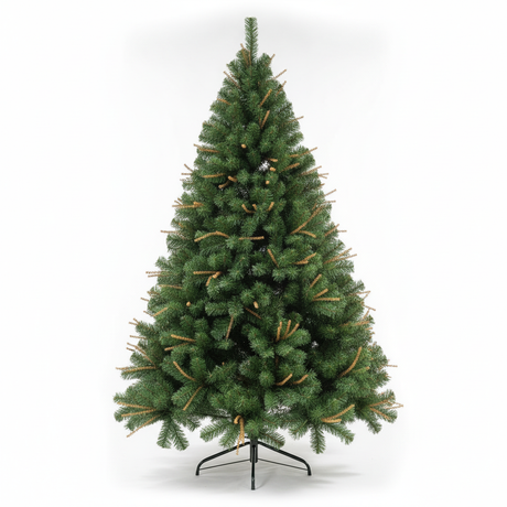 Árbol de Navidad artificial frondoso 180cm base metal vista frontal fondo blanco