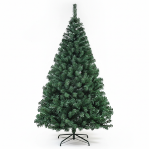 Árbol de Navidad artificial frondoso 210cm base metal vista frontal fondo blanco
