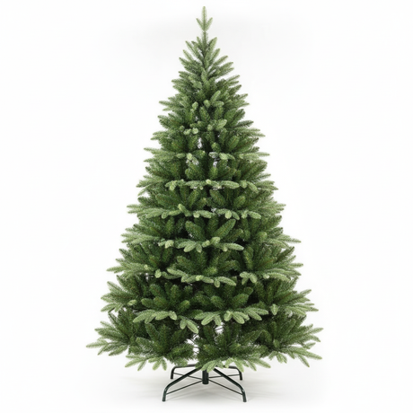Árbol navidad artificial frondoso 180cm base metal vista frontal fondo blanco