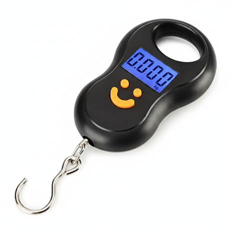 Balanza digital equipaje portatil 50kg pantalla LCD negro vista frontal