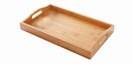 Bandeja de cama madera rectangular 40x28cm vista frontal fondo blanco