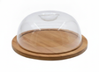 Base madera bambú 19cm con tapa domo transparente vista frontal fondo blanco