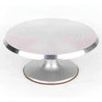 Base giratoria torta aluminio 25cm gris metálico vista frontal fondo blanco