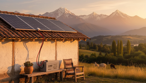 Bateria gel 150ah conectada a paneles solares casa chilena exterior