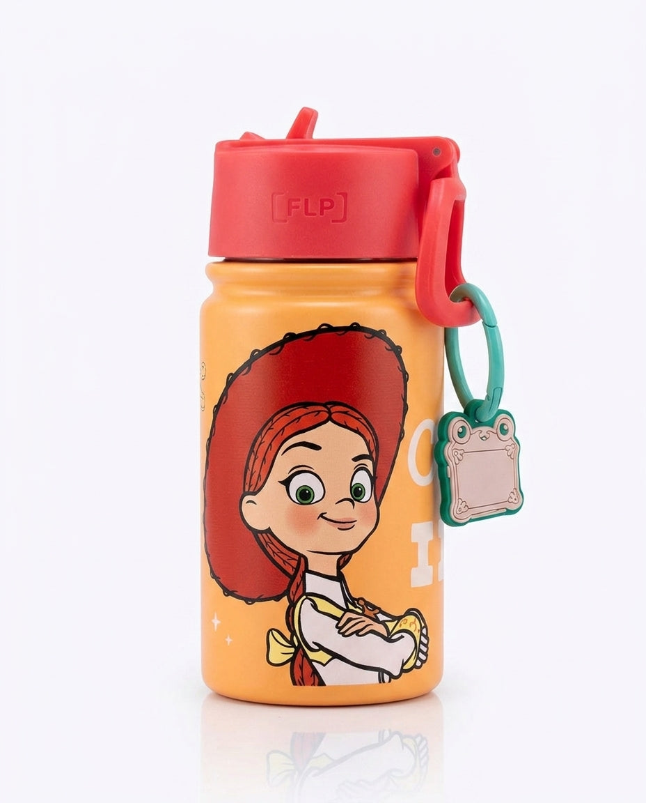 Botella agua infantil Toy Story 5 Jessie 350ml tapa flip roja vista frontal