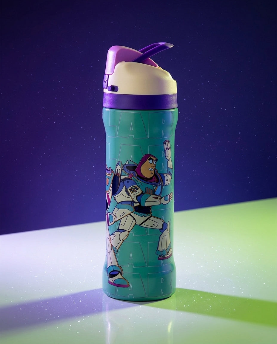Niño chileno uniforme escolar botella agua Buzz Lightyear mochila