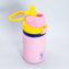 Botella térmica infantil Kido 420ml acero inoxidable rosa tapa amarilla vista frontal