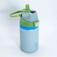 Botella térmica infantil Kido 420ml acero inoxidable azul verde vista frontal