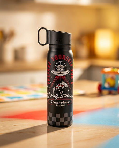 Botella térmica Keep Toy Story Pizza Planet 580ml negra vista frontal fondo blanco
