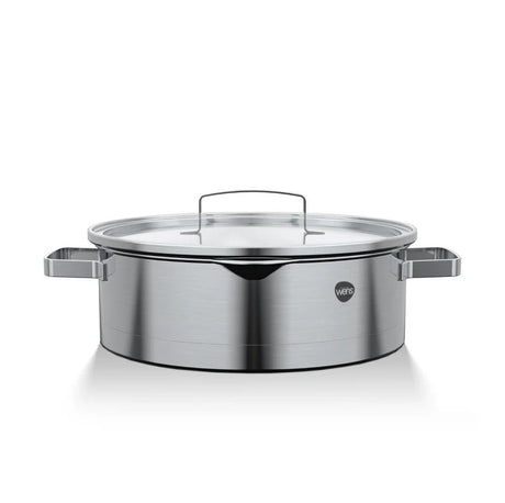 Cacerola acero inoxidable 24cm tapa Wens vista frontal fondo blanco