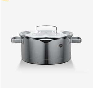 Cacerola acero inoxidable 20cm tapa vidrio Wens vista frontal fondo blanco