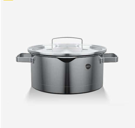 Cacerola acero inoxidable 20cm tapa vidrio Wens vista frontal fondo blanco