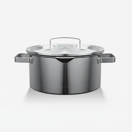 Cacerola acero inoxidable 24cm tapa vidrio Wens vista frontal fondo blanco