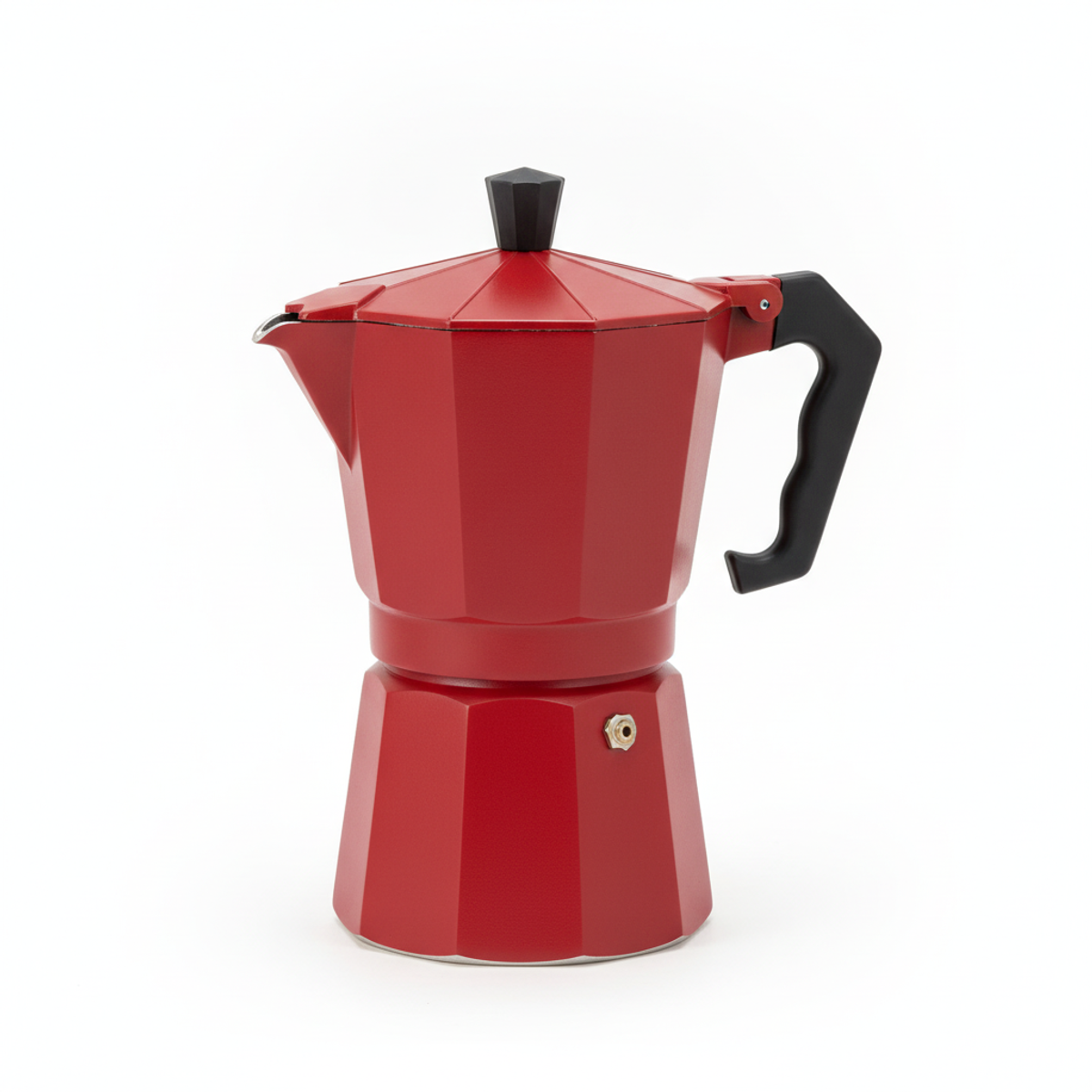 Cafetera moka italiana 6 tazas 300ml aluminio roja vista frontal fondo blanco