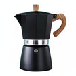 Cafetera Moka 6 Tazas Negra Acero Mango Madera - imagen 1